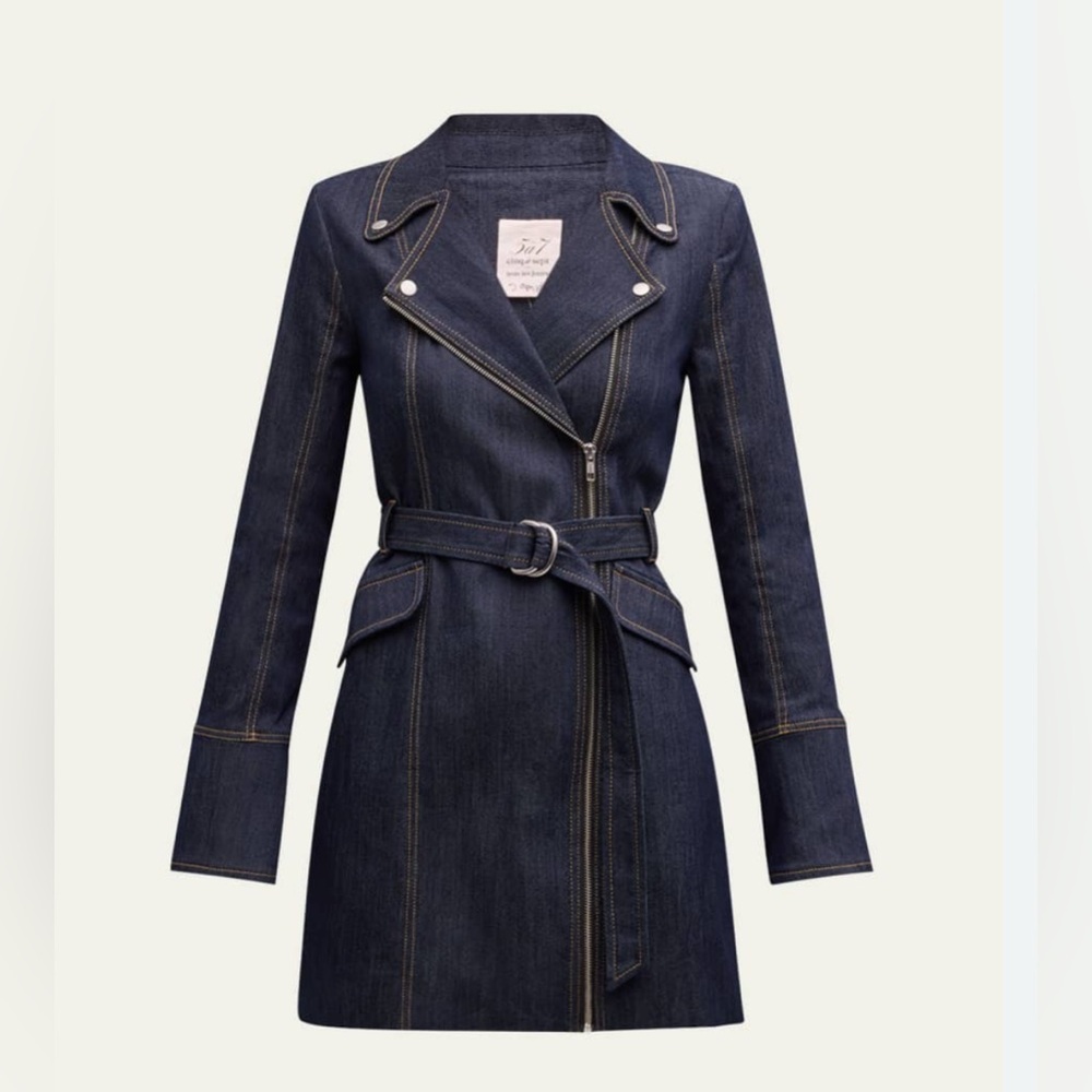 Cinq a Sept Evie Belted Denim Mini Dress - Size 4 - Picture 14 of 14